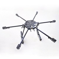 CF-800 Carbon Fiber FPV Hexacopter Hex Folding Multicopter Aircraft w/ CF Landing Skid Set for FPV Aerial Photography