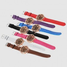 A449 Leopard Grain Crystal Leopardo Lady Fashion Woman Wrist Watch 7Colors