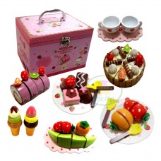 Wooden Toy Chocolate Stawberry Cake Toy Set Lovely Toy Box