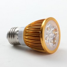 E27 3W LED Spot Light Bulbs Lamp Cool White LED Light AC85-265V 360lm 6000k Round-Golden Shell