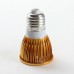E27 3W LED Spot Light Bulbs Lamp Cool White LED Light AC85-265V 360lm 6000k Round-Golden Shell