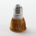 Aluminium Shell E27 3W LED Spot Light Bulbs Lamp Warm White LED Light AC85-265V 360lm 3000k-Golden Shell