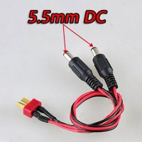 T-Plug to 5.5+5.5mm DC Y Shaped Power Cable for 5.8G FPV Telemetry Receiver Monitor