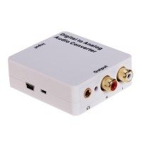 White Audio converter Digital to Analog 3.5mm Jack Toslink / SPDIF or Coaxial Digital Audio to Analog Audio HDA-2MB