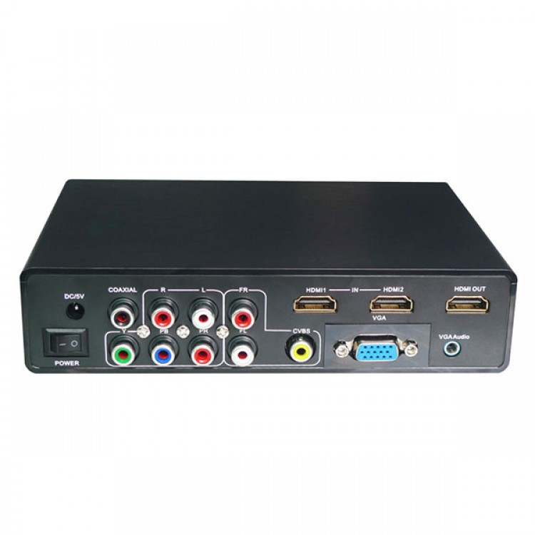 All to HDMI Converter Box Converts CVBS/YPbPr/VGA/HDMI/USB Media to