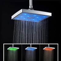 Hot 8 Inch Single Function Temperature Sensitive Rainfall LED Shower Head Chrome