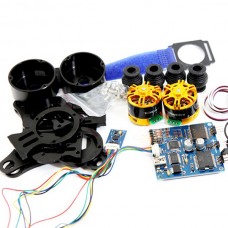 Aluminum 2-axis BGC Brushless Camera Gimbal PTZ w/ Controller and Motor Black for GoPro3