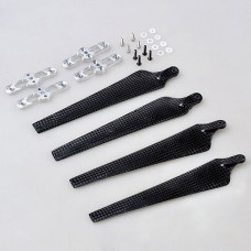 1552 Carbon Fiber Folding Propeller CW/CCW Set w/ Silver Propeller Holder Mount Bracket Titanium