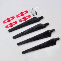 1552 Carbon Fiber Folding Propeller CW/CCW Set w/ Red Propeller Holder Mount Bracket Titanium