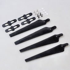 1552 Carbon Fiber Folding Propeller CW/CCW Set w/ Black Propeller Holder Mount Bracket Titanium