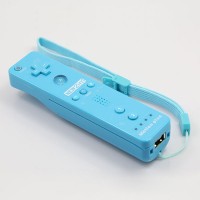 Wireless Motion Plus Remote Controller+Silicone Case +Wristband for Nintendo Wii Blue