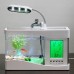 Mini USB Fish Tank Aquarium LED Light Sound Recycled Running Water LCD Clock PC Desktop