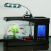 Mini USB Fish Tank Aquarium LED Light Sound Recycled Running Water LCD Clock PC Desktop