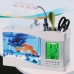 Mini USB Fish Tank Aquarium LED Light Sound Recycled Running Water LCD Clock PC Desktop