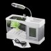 Mini USB Fish Tank Aquarium LED Light Sound Recycled Running Water LCD Clock PC Desktop