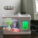 Mini USB Fish Tank Aquarium LED Light Sound Recycled Running Water LCD Clock PC Desktop