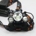 Boruit RJ-3000 Headlamp 3x CREE XML T6 LED Headlight Tactic Head Lamp + AC Charger