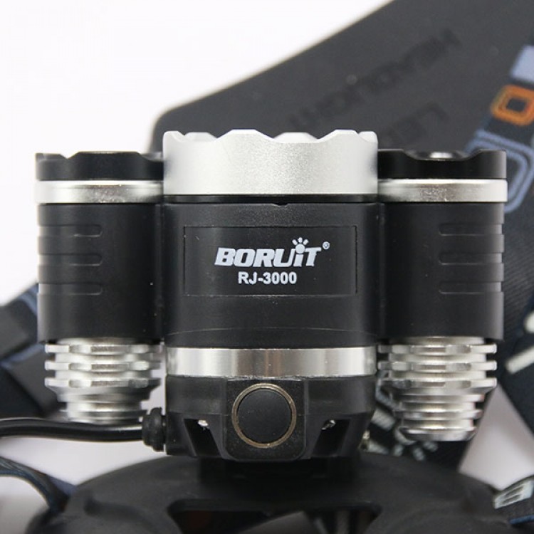 Boruit RJ-3000 Headlamp 3x CREE XML T6 LED Headlight Tactic Head Lamp ...