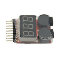1-8S Power Monitor BB Ring Low Voltage Display (Adjustable) Alarm for For Rc Helicopter Multicopter Boat Car