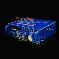 12V/220V Card Remote Amplifier / FM Power Memory Song Cycle / TAD7377 Tube Amplifier HIFI (Black/Blue Color + Car Power Line)