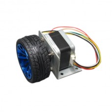 42 Stepper Motor with Bracket and Tyre Wheel for Smart Car Chassis Robotics