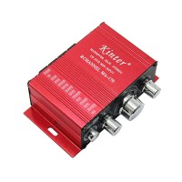 Mini Amplifier MA-170 Mini Aluminum Alloy 2-Channel Hi-Fi Stereo Home Amplifier Red DC 12V 