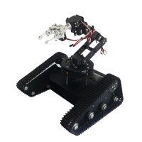 Black Robo-Soul TK-6A Car Creeper Truck Crawler RC Robot Base Kit w/ 6DOF Robot Arm LD-1501MG Servo