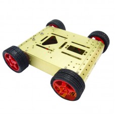 4WD Drive Aluminum Mobile Robot Car Chassis Arduino Platform Golden