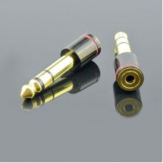 3.5mm Stereo Plug to 6.35mm Stereo Jack Socket Headphone Audio Adapter Converter Gold Plated
