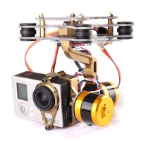 FPV GOPRO3 Carbon Fiber Free Debugging Brushless Gimbal for DJI Phantom Multicopter Quadcopter Golden