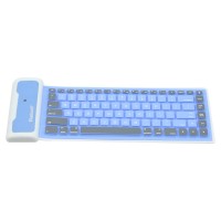 WP002 Universal Portable Storable Revoluble Silicone Wireless Bluetooth Keyboard for iPad 2 iPad 3 iPad 4 Blue