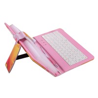 Ipad PC Keyboard Leather Case for All Pad Tablet PC w/ Adjustable Buckle 7" 8" 9" 9.7“ 10” inch Winnie Bear Pink