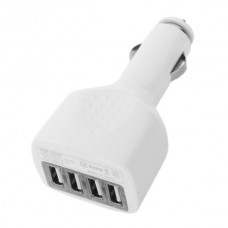 4-Port USB Car Charger - White (DC 12V)