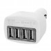 4-Port USB Car Charger - White (DC 12V)