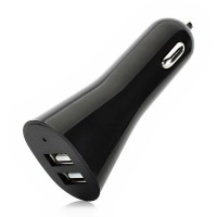Car Cigarette Powered Dual USB Adapter / Charger for Ipad / Iphone - Black (DC 12V)