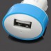 USB Car Cigarette Lighter Power Adapter for Iphone / Samsung / HTC / Nokia - White + Blue
