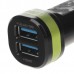 LDNIO DL-C21 Dual-USB Smart Car Cigarette Lighter Power Charger - Black + Green (12~24V)
