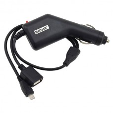 MaiTech Universal 3A Micro USB Male + USB 2.0 Female Output Car Charger - Black (12~24V)