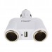 PISEN 2- Socket Car Cigarette Lighter + Female USB Output Charger Adapter - White (12~24V)