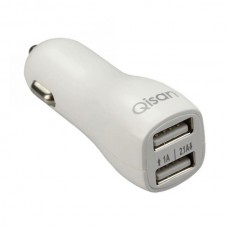 Qisan Universal C300 1A Super Mini Dual USB Output Car Charger - White