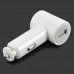 D8 013 Universal Dual USB Car Charger for Mobile Phone / IPHONE / IPAD / IPOD / MP3 - White