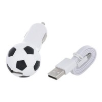 CHH-05 Football Style USB 2.0 Car Cigarette Lighter Adapter Charger - White + Black (12~24V)