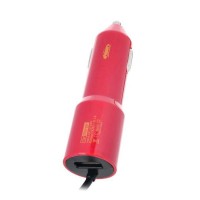 LIDU T-17 Universal Portable Car Cigarette Lighter Charger w/ Charging Cable - Red + Black (12~24V)
