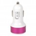 S-What Double USB Power Car Cigarette Lighter Plug Charging Adapter - White + Deep Pink (12~24V)