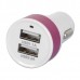 S-What Double USB Power Car Cigarette Lighter Plug Charging Adapter - White + Deep Pink (12~24V)