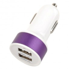Double USB Power Car Cigarette Lighter Plug Charging Adapter - Purple + White (12~18V)