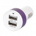 Double USB Power Car Cigarette Lighter Plug Charging Adapter - Purple + White (12~18V)