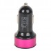 Double USB Power Car Cigarette Lighter Plug Charging Adapter - Black + Deep Pink (12~18V)