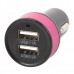 Double USB Power Car Cigarette Lighter Plug Charging Adapter - Black + Deep Pink (12~18V)