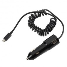 DC 5V 2.1A USB Car Charger w/ Spring Cable for  Cellphone, Tablet PC, MP3, Samsung Note 3 - Black